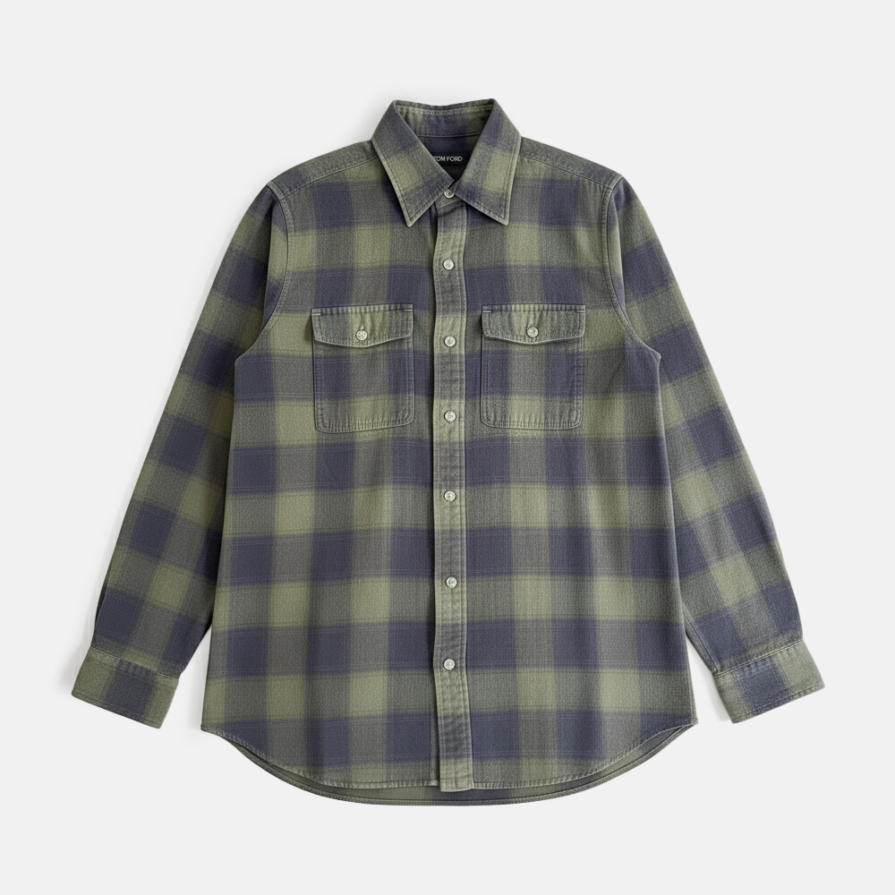 Super Flea Market+Tom Ford+Blue and khaki plaid shirt +Joko Winterscheidt+thumbnail